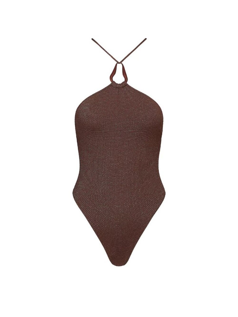 New! Tropic of C Coffee Lurex Teardrop One-Piece Swimsuit Medium 34321